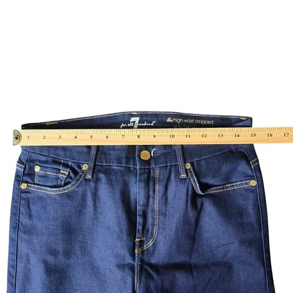 7 For All Mankind The High waist Cropped Skinny Blue Women’s Jeans. Size 30 - Picture 6 of 9